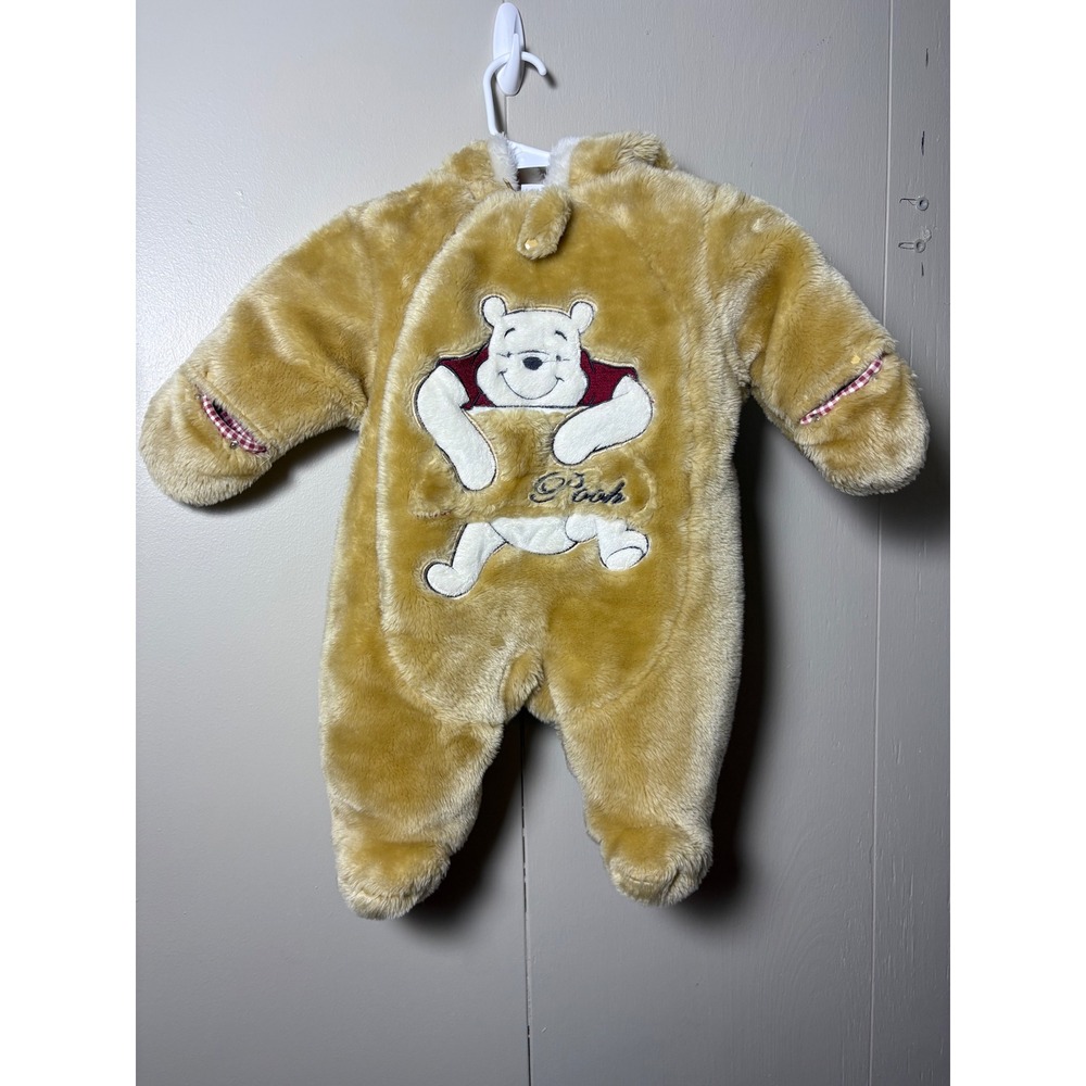 Disney Winnie the Pooh Vintage Baby Bunting‎ Snowsuit Gold Faux Fur 12 Months